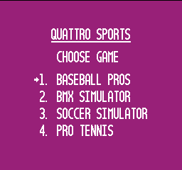 Quattro Sports (USA) (Unl) Title Screen